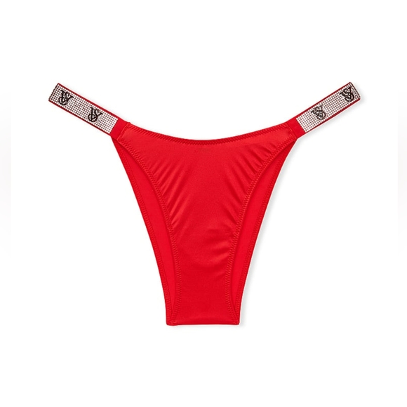 Victoria's Secret Very Sexy Shine Strap Brazilian Slip Large 💄Lipstick Red💄NEW - Picture 3 of 7